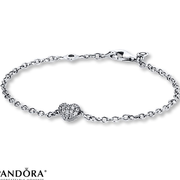 Pandora Jewelry - Pandora Heart pave silver bracelet with CZ